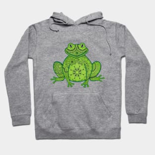 Green Mandala Frog (white background) Hoodie